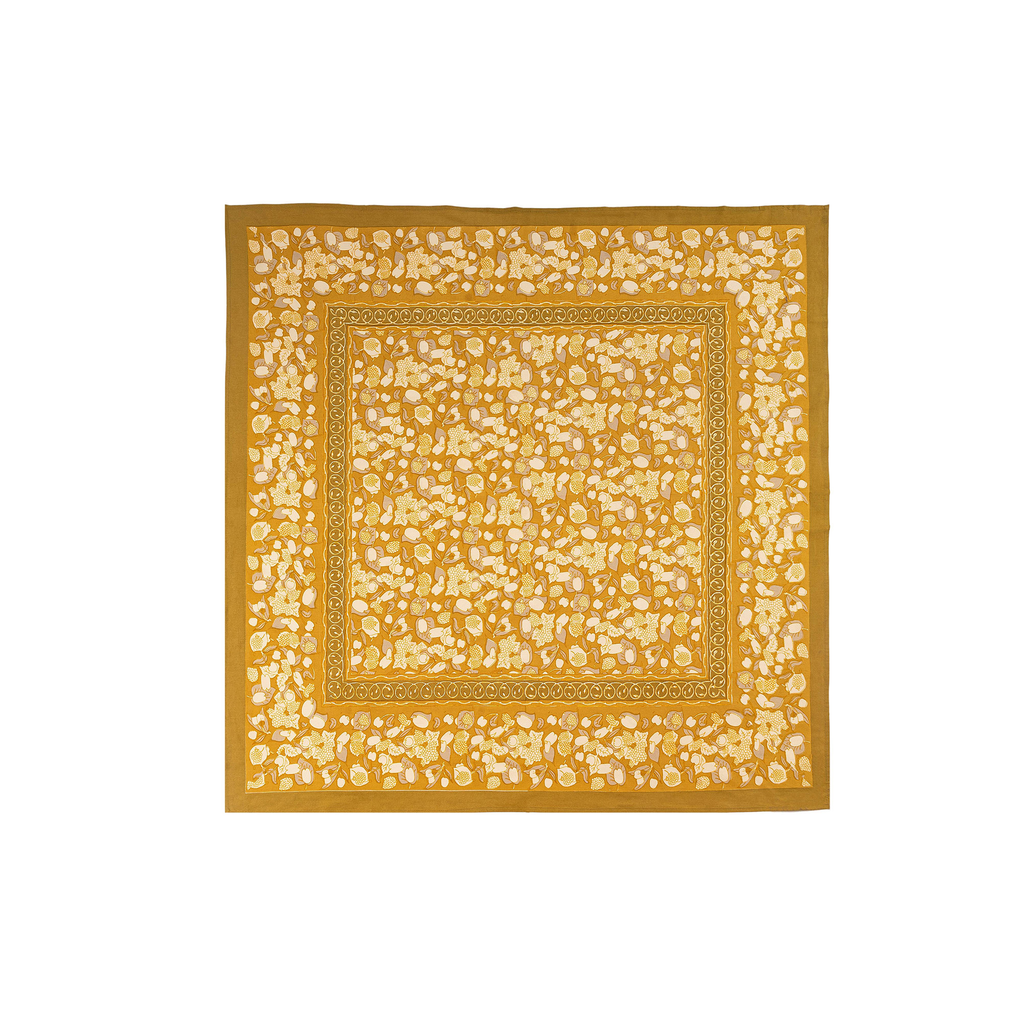 Bryssa Floral Tablecloth, Mustard/Gray, 71" x 71"