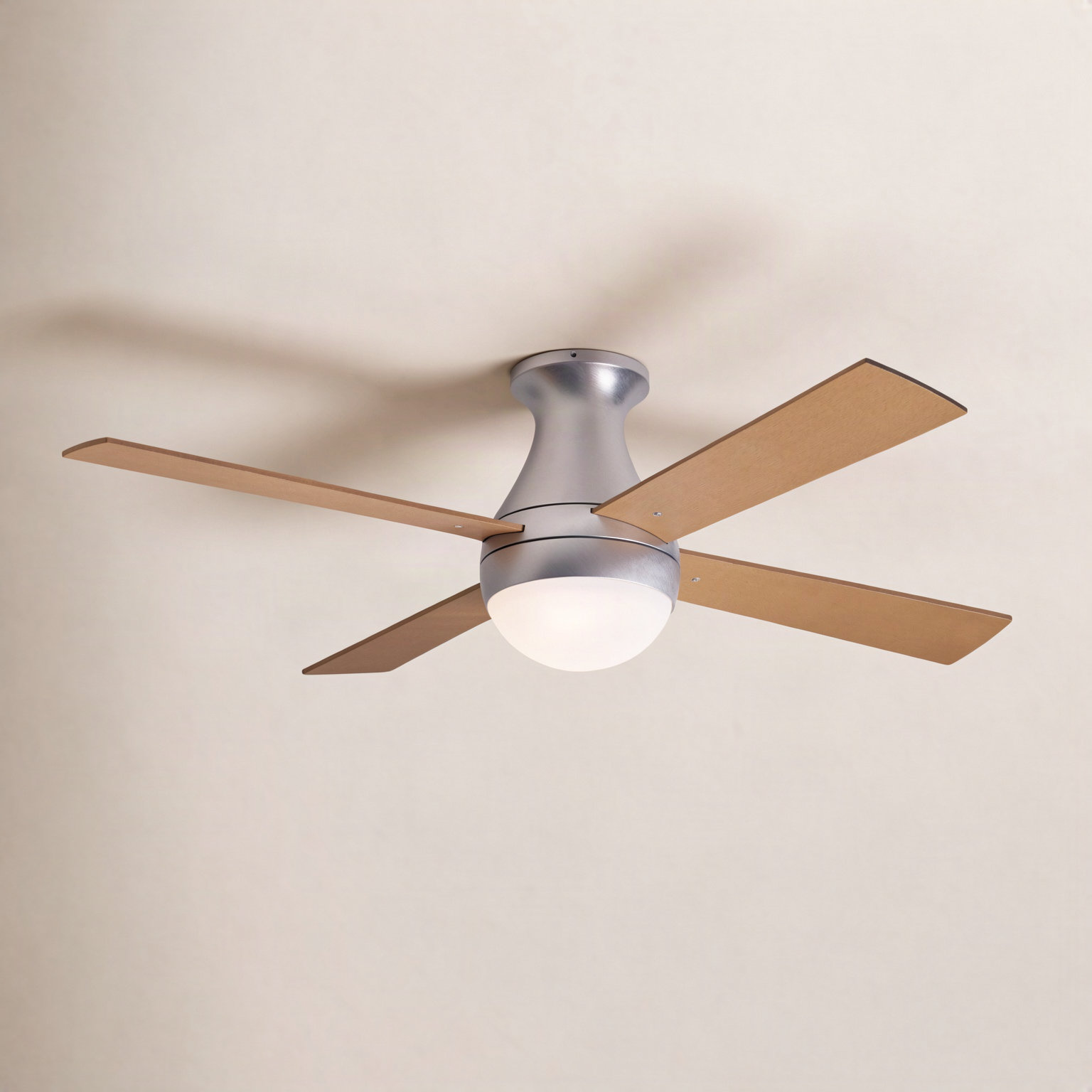 Ball 42'' 4 Blade Ceiling Fan with LED Light Kit, Brushed Aluminum, Fan Speed and Light Control (3-wire), Maple