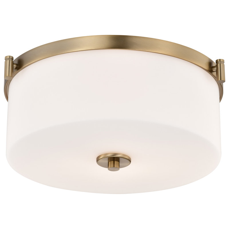 Liam - 3 Light Flush Mount - White Opal Glass, Burnished Brass