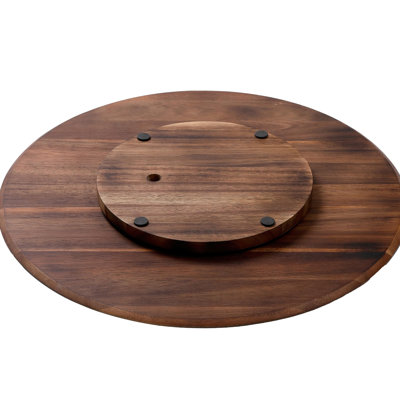 Plateau tournant pour la cuisine, le garde-manger, l'armoire | Étagère à épices rotative et rangement | Table tournante pour comptoir, évier, salle de bain | Bois - grand BIRDROCK