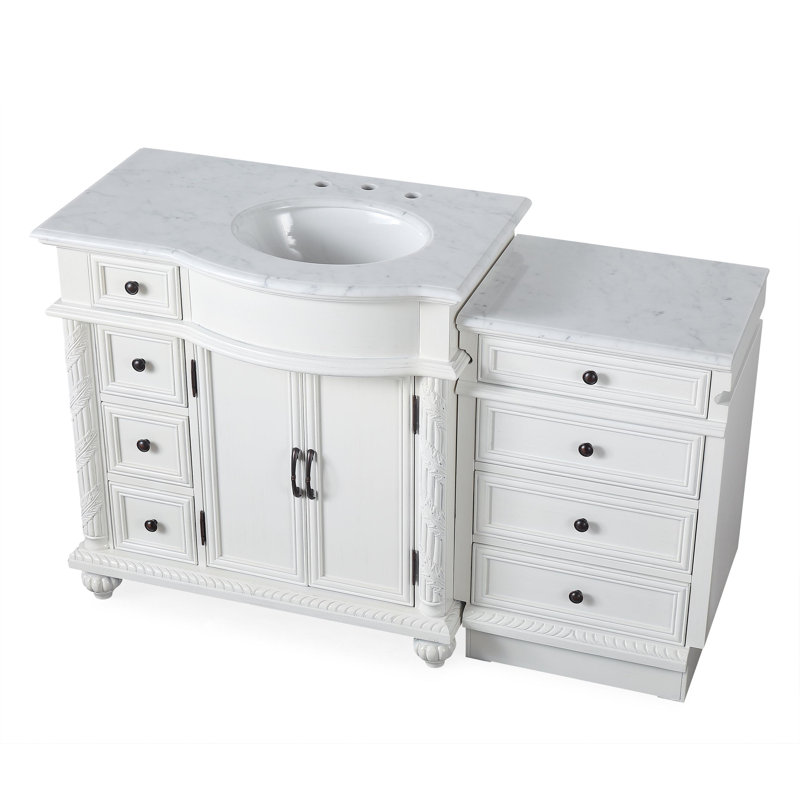 Fleur De Lis Living Okane 56'' Single Bathroom Vanity with Carrara Marble Top