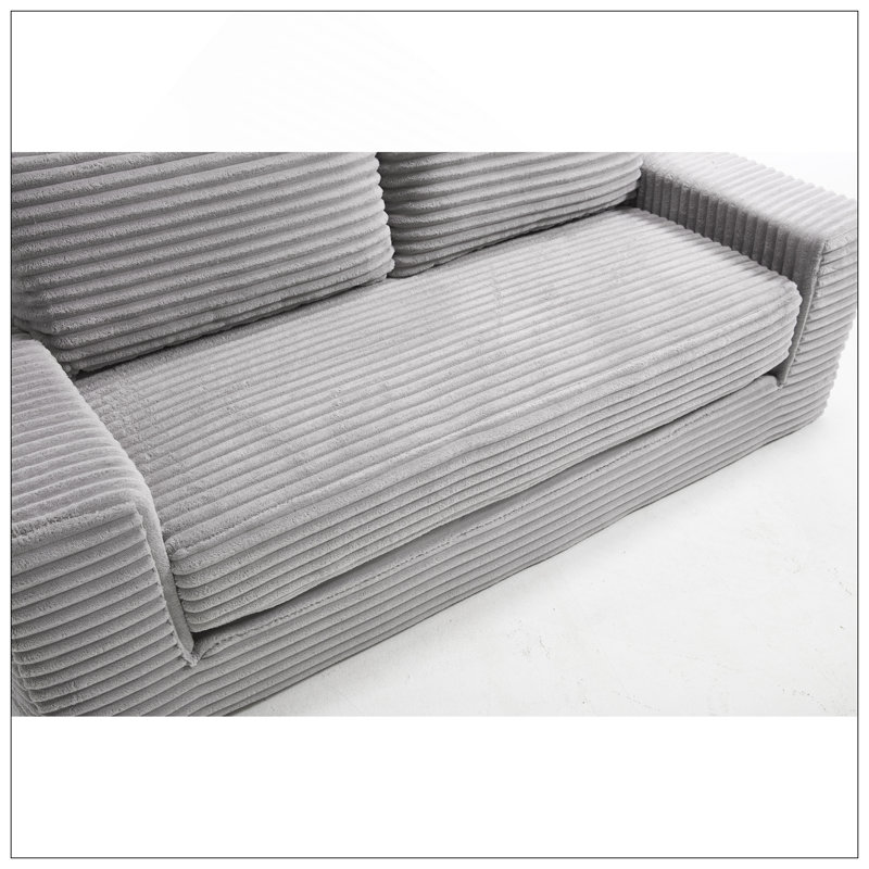 Canapé avec causeuse avec mousse à mémoire de forme et structure en acier - sans assemblage, conception convertible 2-en-1, tissu en velours côtelé - canapé compact pour les petits espaces, les appartements, le bureau à domicile et la chambre à coucher