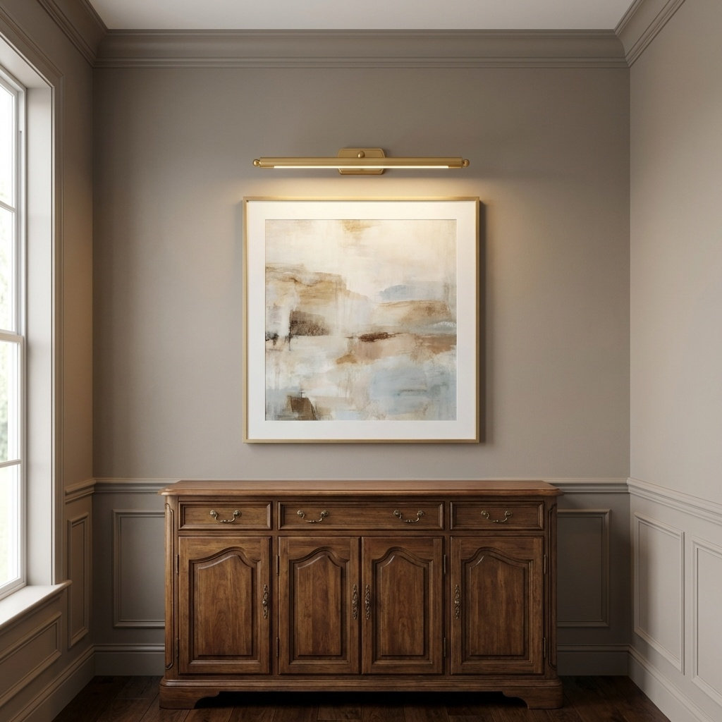 Linnea LED Plug-in Picture Light, Burnished Brass, 2.38" H x 24" W x 9" D