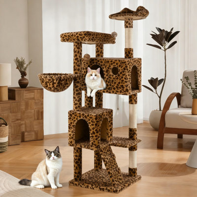 Arbre à chat 64 pouces avec plusieurs condos et poteaux à griffer