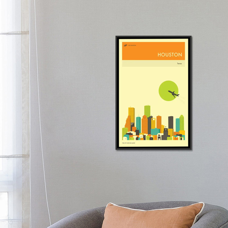 « houston horizon iii », impression sur toile, H 26 po x l 18 po x P 1,5 po, Toile encadrée noire, Pas de tapis