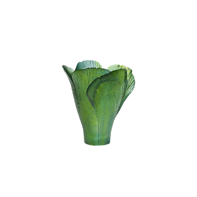 Ginkgo Handmade Crystal Table Vase, Green, 11.8" H x 11" W x 11" D