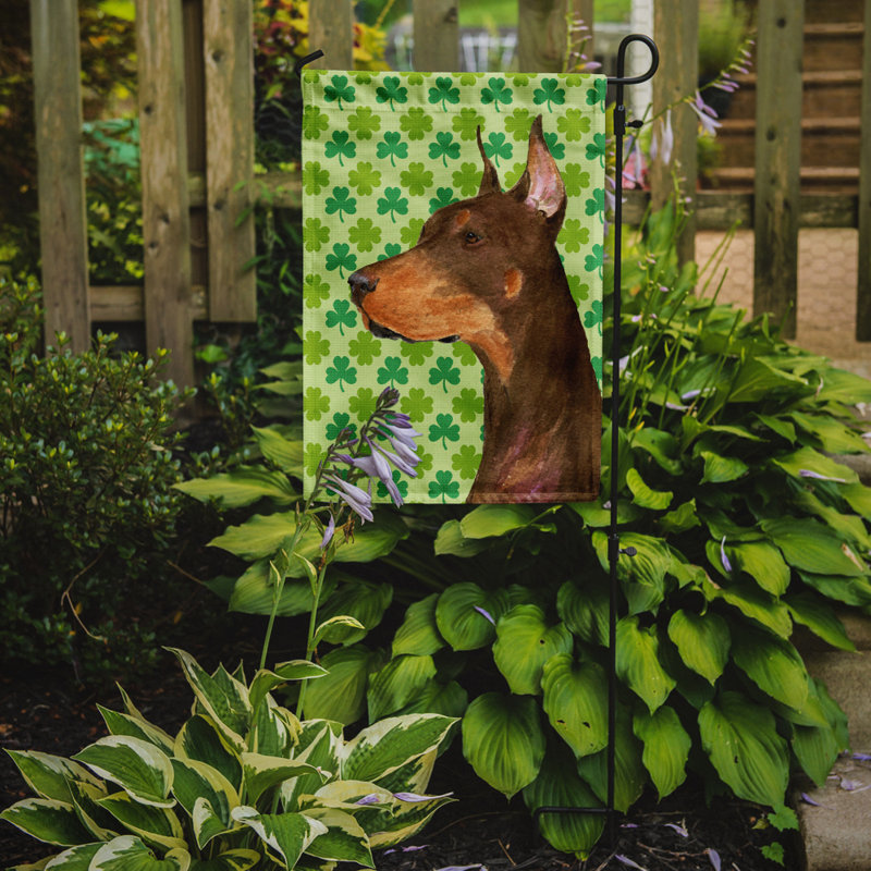 Drapeau de jardin à 2 côtés st. patrick day trèfle, Doberman 3