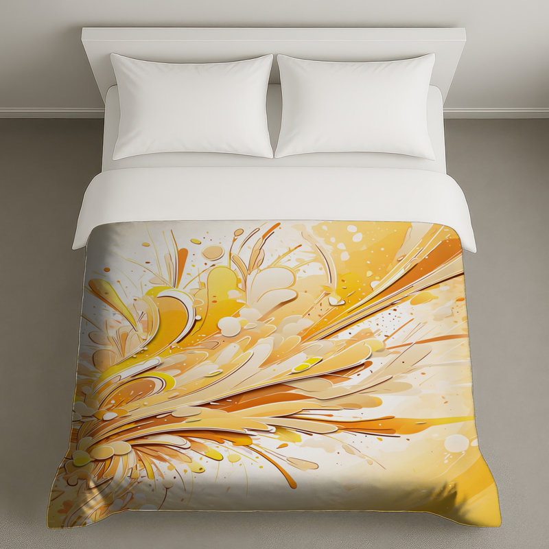 Housses de couette à motif abstrait jaune, Lit simple