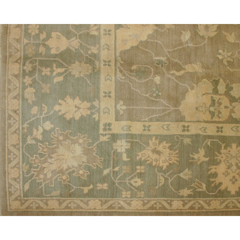 Afshan Wool Oriental Area Rug in Greens/Taupes, Rectangle 8' x 10'