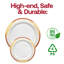 Blanc avec assiettes / assiettes à salade en plastique bourgogne et or Harmony (7,5 po)