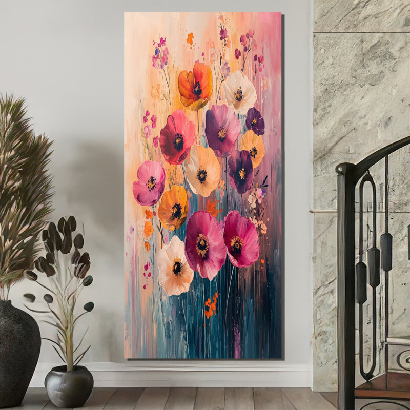 Bart - art mural floral, H 60 po x l 28 po, Toile tendue, Ne s’applique pas