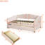 Lit de jour rembourré beige avec deux tiroirs pratiques et une structure stable en textile - Ajoutez une ambiance douillette à votre espace de vie