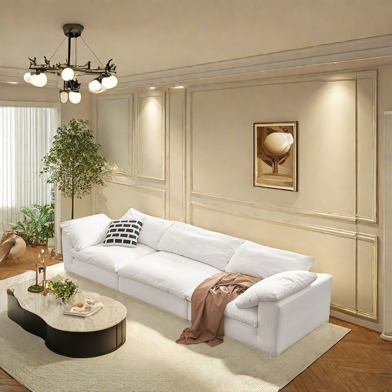 Canapé en lin à plumes de coton, H 33,46 po x l 122,04 po x P 43,3 po, 3