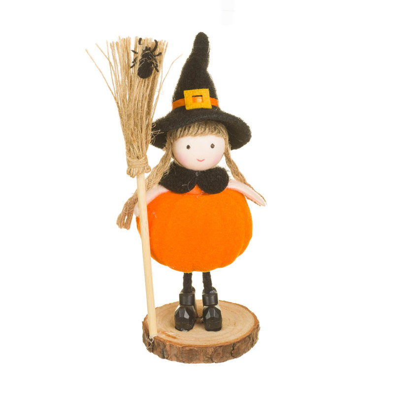 Ensemble de 6 poupées sorcières suspendues en tissu orange avec citrouille