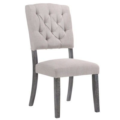 Transitional Side Chairs  2  - Beige Linen, Grey Oak, Back Design Of 2 Oak Style