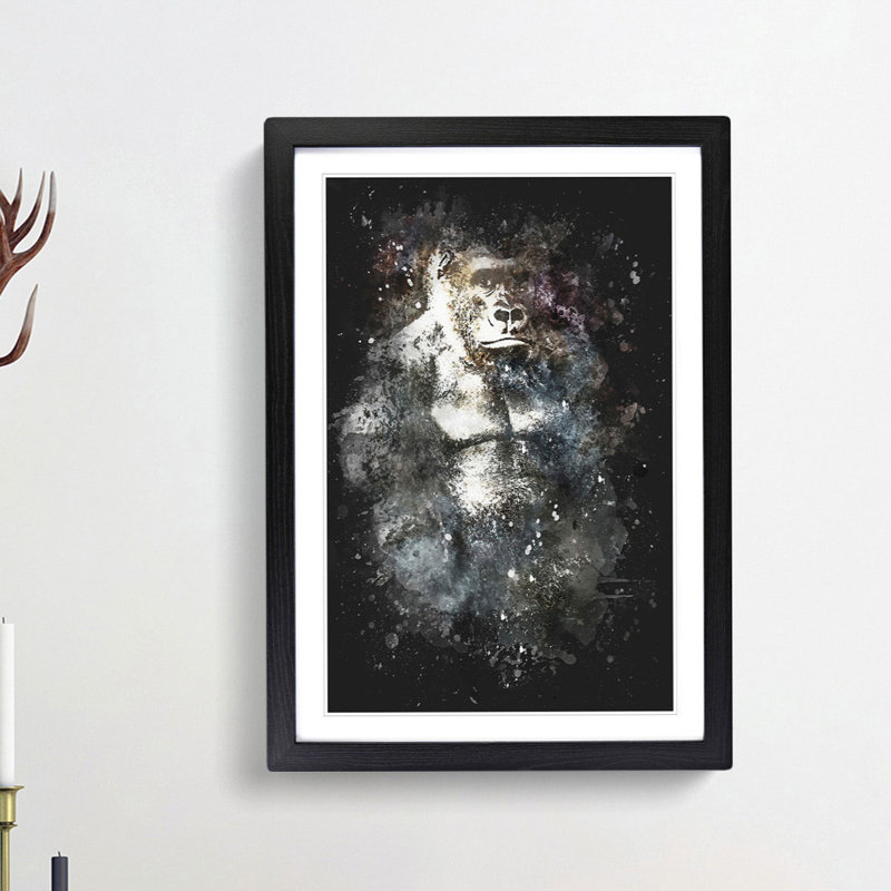 The Silverback Gorilla - Picture Frame Painting Print, 33cm H x 24cm W x 2cm D, Black Framed