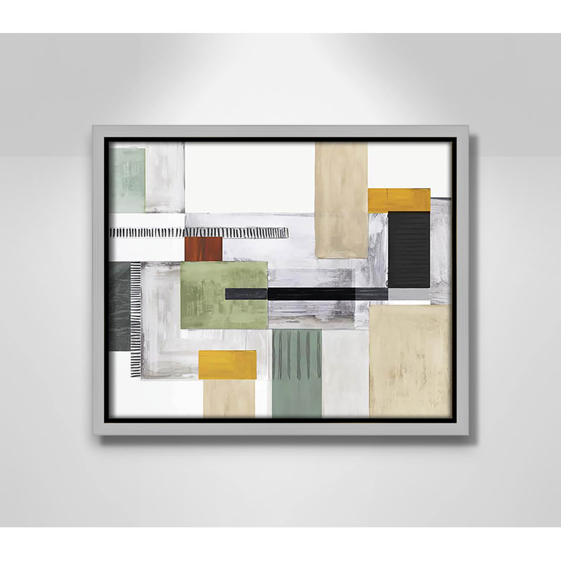 «Playful Blocks» par Tom Reeves, Pas de tapis, Encadrement argenté, H 9,5 po x l 11,5 po x P 2 po