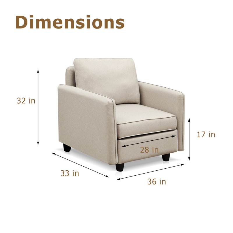 Fauteuil club de 36 po de largeur, Mélange de lin beige