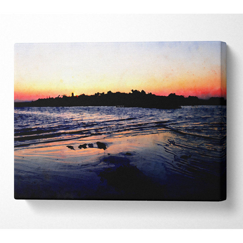 Sunset Behind the Ocean Rocks - Wrapped Canvas Art Prints, 50.8cm H x 81.3cm W x 10cm D