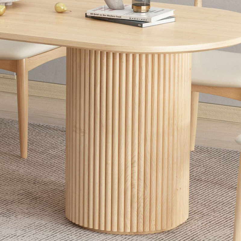 Ensemble de table de salle à manger ovale en bois massif de style nordique, 29.5”H x 94.4”L x 35.4”W