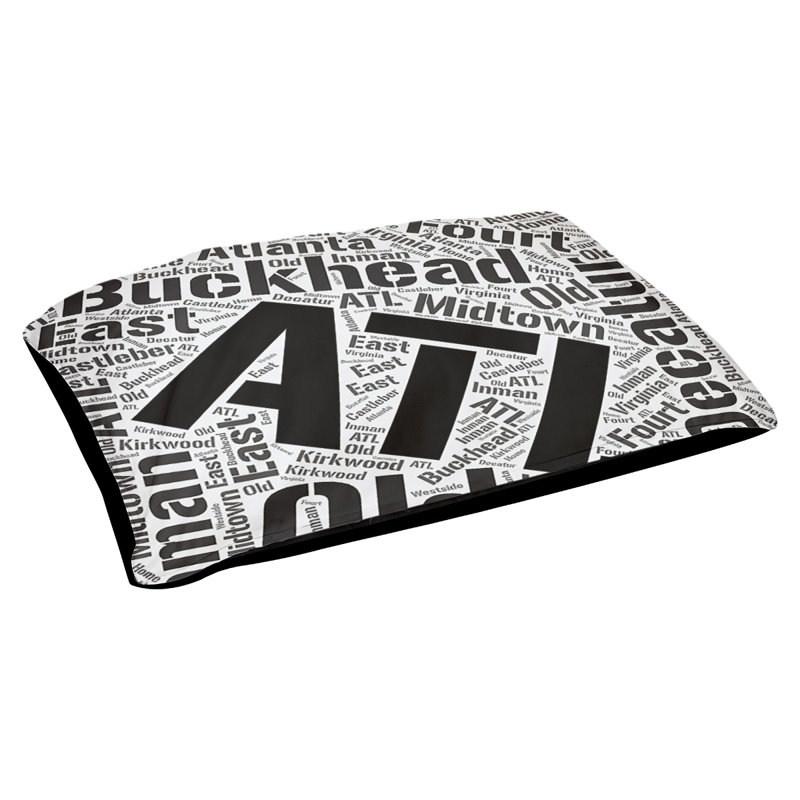 Coussin de chien « districts », Grand (l 40 po x P 30 po x H 14 po), Noir, Atlanta