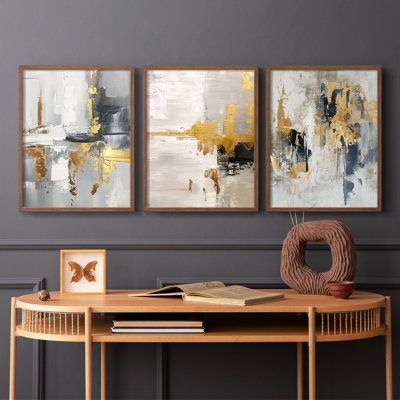 Abstract  Series  CLXIV  -Set Of 3 Framed Giclee Prints -Ready to Hang