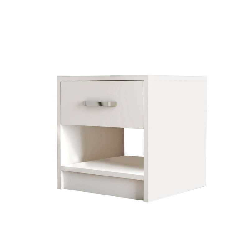 Table de chevet moderne avec 1 tiroir et plusieurs tablettes, 20,5 po x 18,3 po x 17,7 po | 100% panneau de particules enduit de mélamine, épaisseur: 0,7 pouce | Conception murale, élégante et fonctionnelle pour la décoration de chambre à coucher