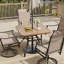 Outdoor Patio Dining Table With 1.57" Umbrella Hole, 35"X35" Wood-Like Texture, All-Weather Metal Frame For Poolside, Deck, Porch
