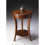 Table de bout ronde 26 "en bois brun et bois avec tablette