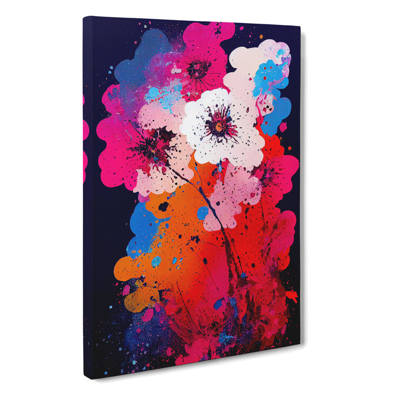 Paint Splat Flowers No.2 Abstract - Wrapped Canvas, 50cm H x 35cm W x 3cm D