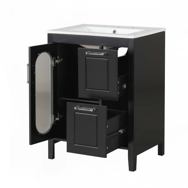 Meuble-lavabo 24 po avec lavabo, Noir