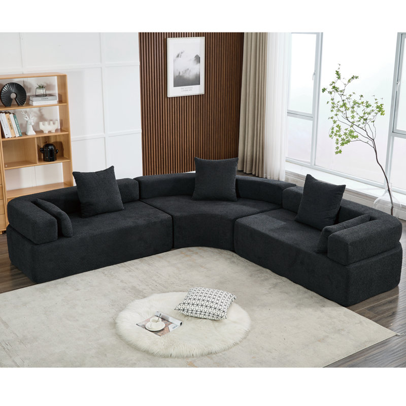 Oversized Combination Sofa,Curved Sofa, Black