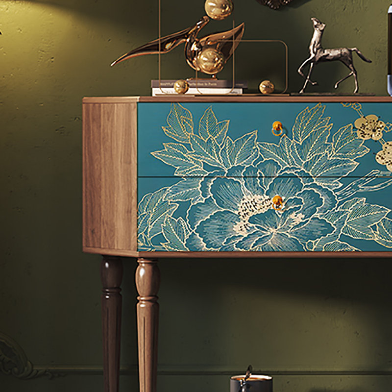 Buffet 33,5 po de style rétro, Brun/bleu
