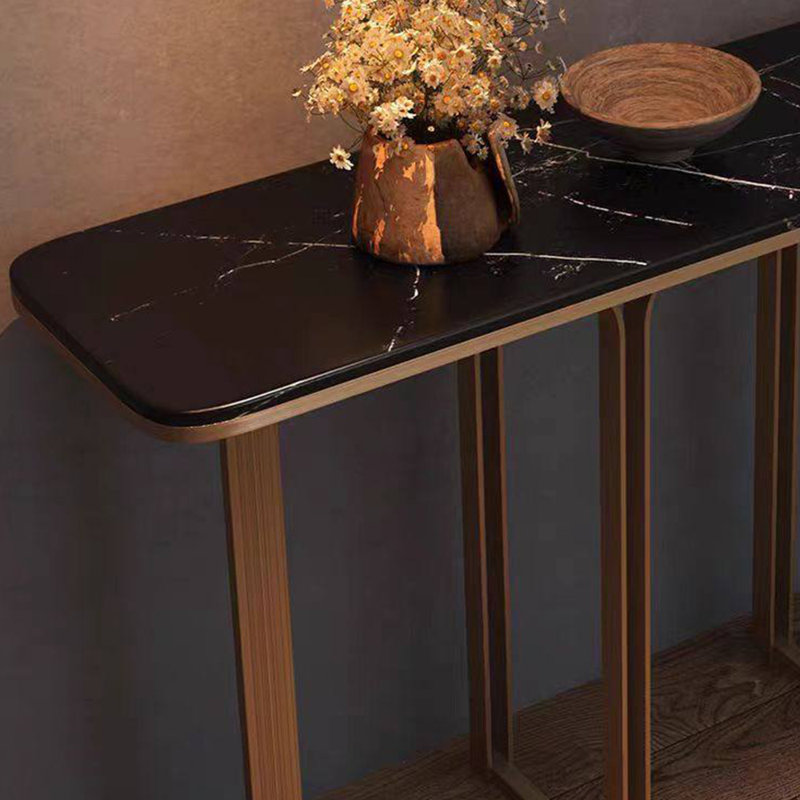 Console en pierre frittée de style italien, Noir, 33,4 po H x 47,2 po L x 13,7 po P