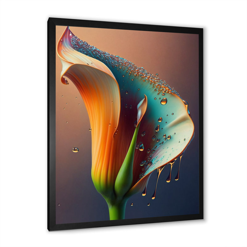 Marilee Gren et fleur de lys blanc Calla VI - reproduction sur toile, H 20 po x l 12 po x P 1 po, Cadre photo noir