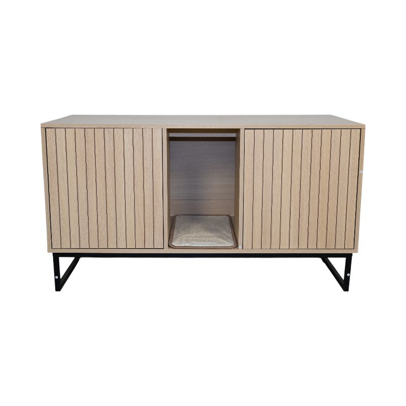 Maison de chat moderne en bois avec tapis à gratter