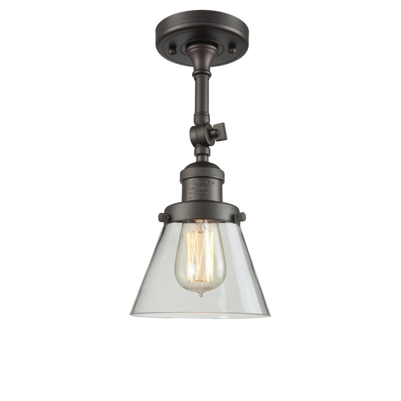 Applique murale 1 lumière Cone, Ampoule à DEL rétro de 6 watts, Clair, Bronze frotté à l'huile