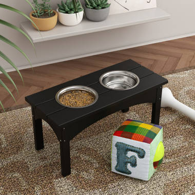 Smoke Grey Acrylic Double Bowl Elevated Pet Feeder Hiddin Color: Black, Overall Height: Medium (7)