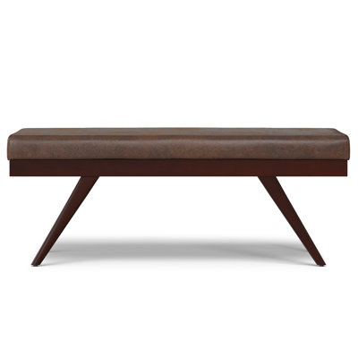 Chanelle 48"W Mid-Century Modern Ottoman Bench with Upholstered Seat and Solid Wood Frame
