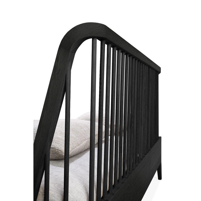 Spindle Solid Wood Bed, King, Oak Black