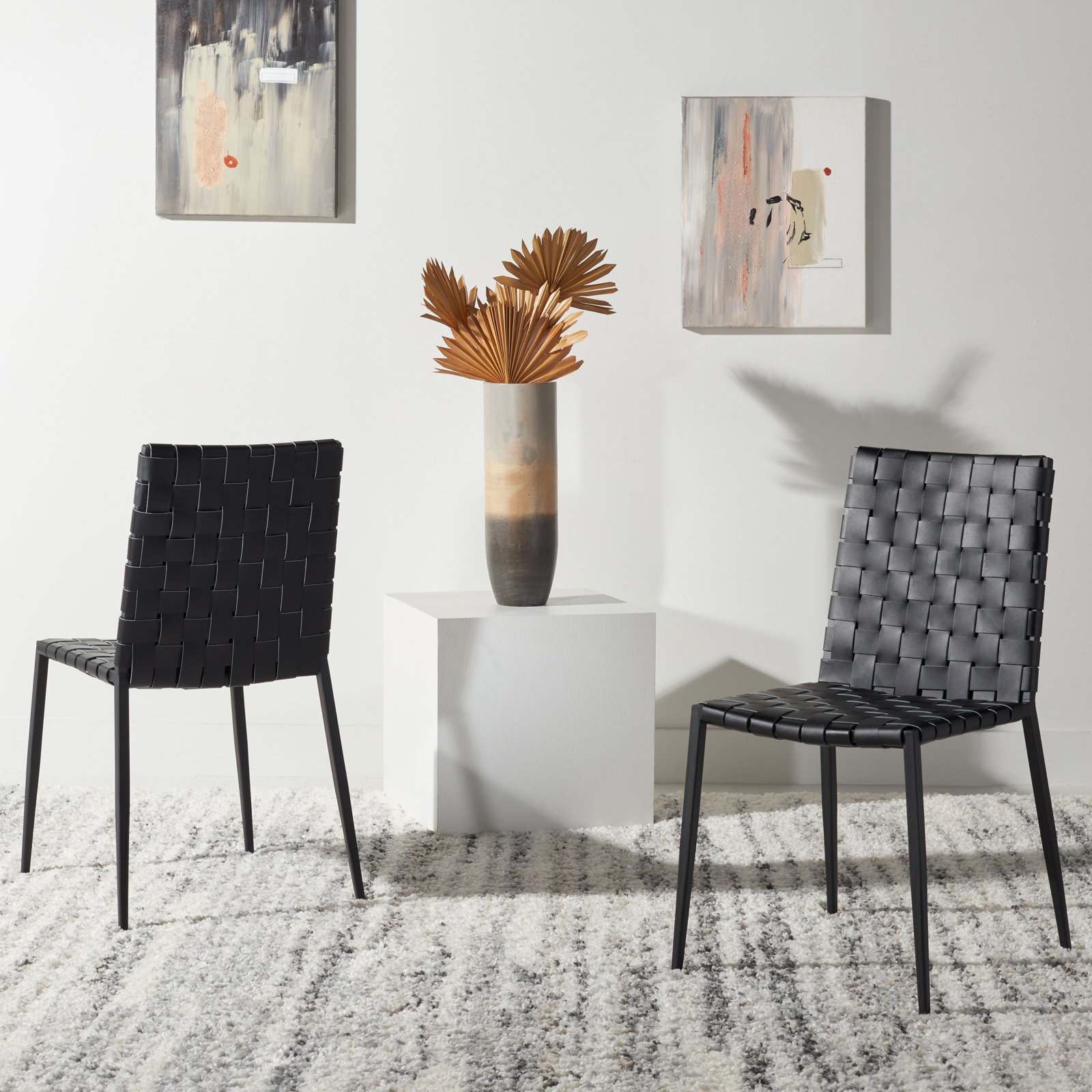 Brett Leather Upholstered Side Chair, Black, Black