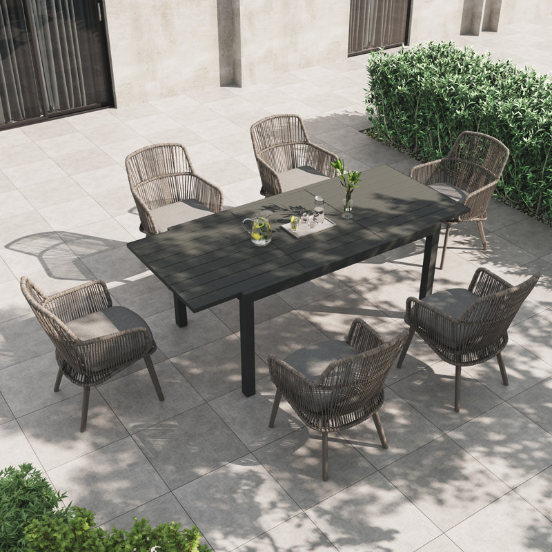 6-Person Patio Dining Set, Dark Gray/Gray
