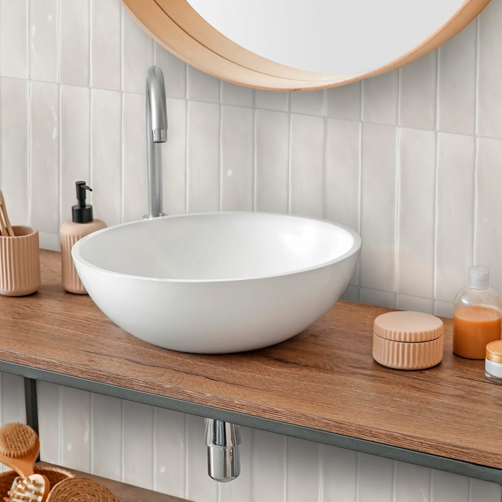 Lake Como 2" x 10" Glossy Tile, Bianco