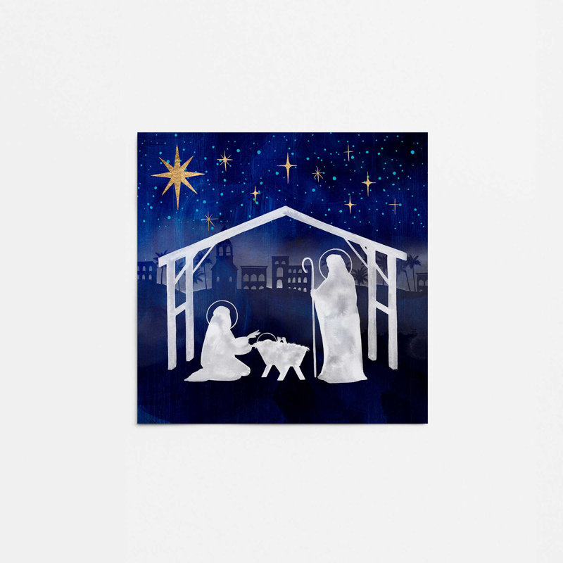 Crèche de nuit, impression de la crèche de Noël I, Sans cadre, papier, H 11 po x l 14 po