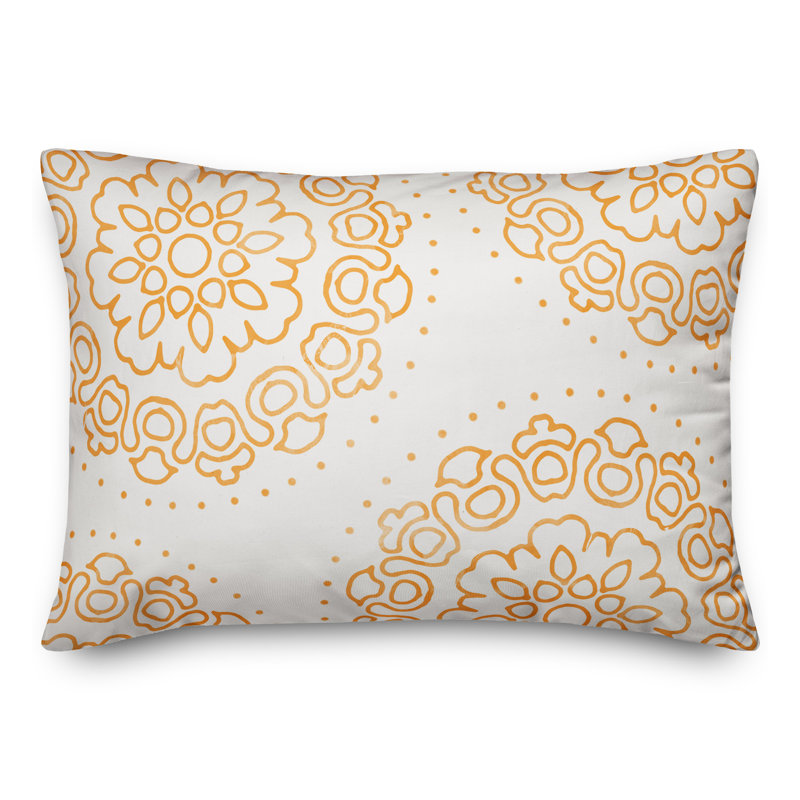 Floral Outdoor Reversible Throw Pillow, Orange