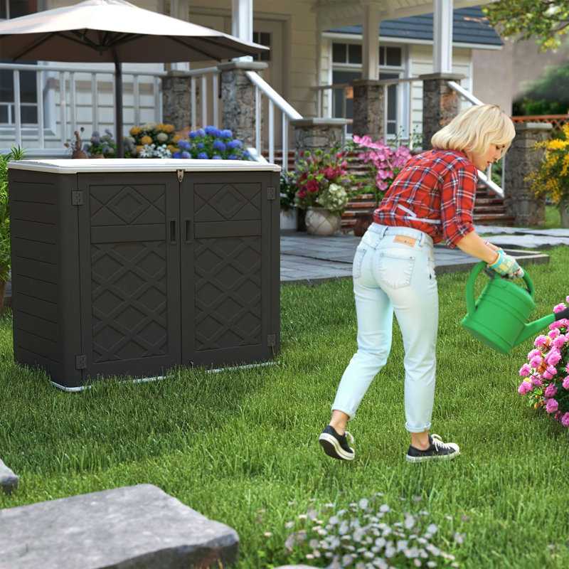 Yardgrace 360 Gallons Resin Outdoor Deck Box, Black