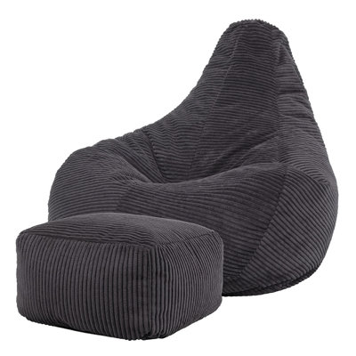 Bean Bag Bazaar Dalton Corduroy Recliner Bean Bag and Footstool