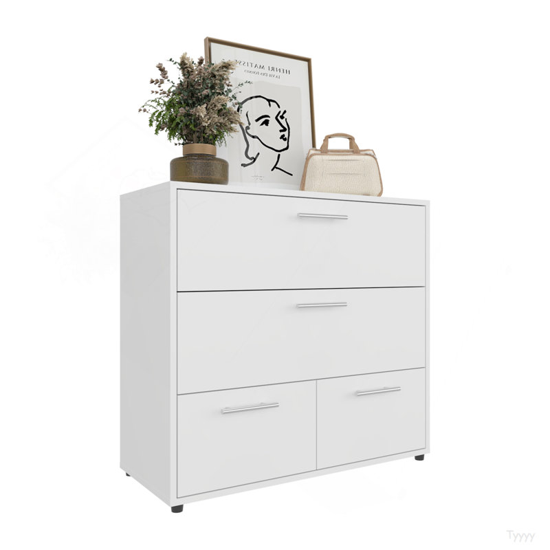 Commode, 4 tiroirs, 4 pieds, blanc
