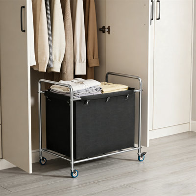 Laundry Cart,, Wheeled Washing Cart, 400 Liter Heavy-Duty Wheeled Washing Cart, Suitable For Homes And Hotels, Waterproof Oxford Cloth, Sturdy Steel Frame, Easy To Install