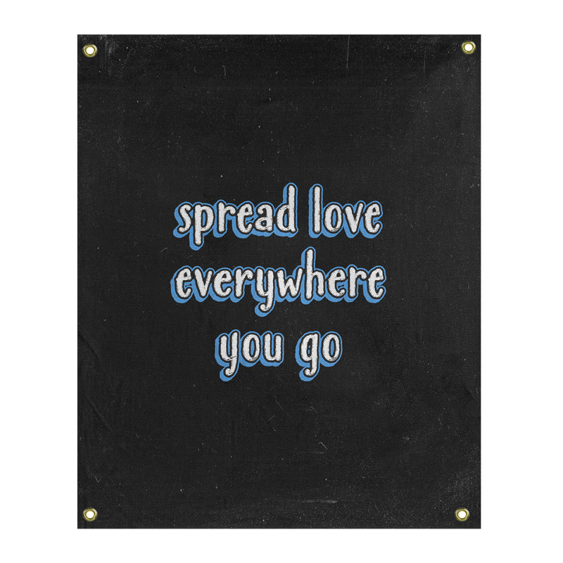 Tapisserie tableau noir en polyester spread quote, H 36 po x l 26 po, Bleu
